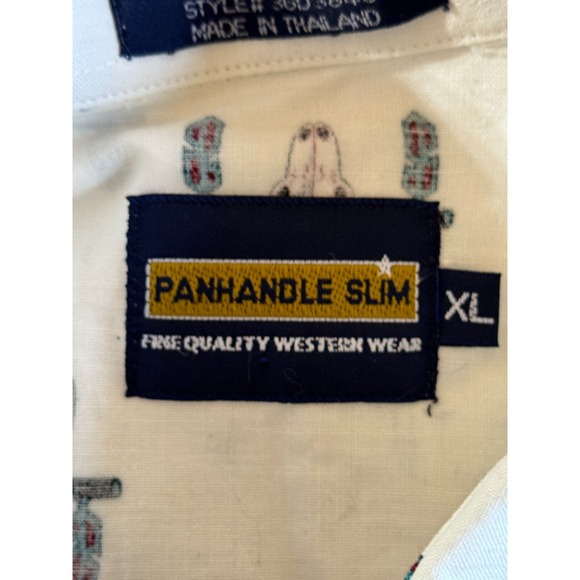 Panhandle Slim Shirt XL Men's All‎ Over Bull Skull Print White Western Rodeo - Picture 9 of 12